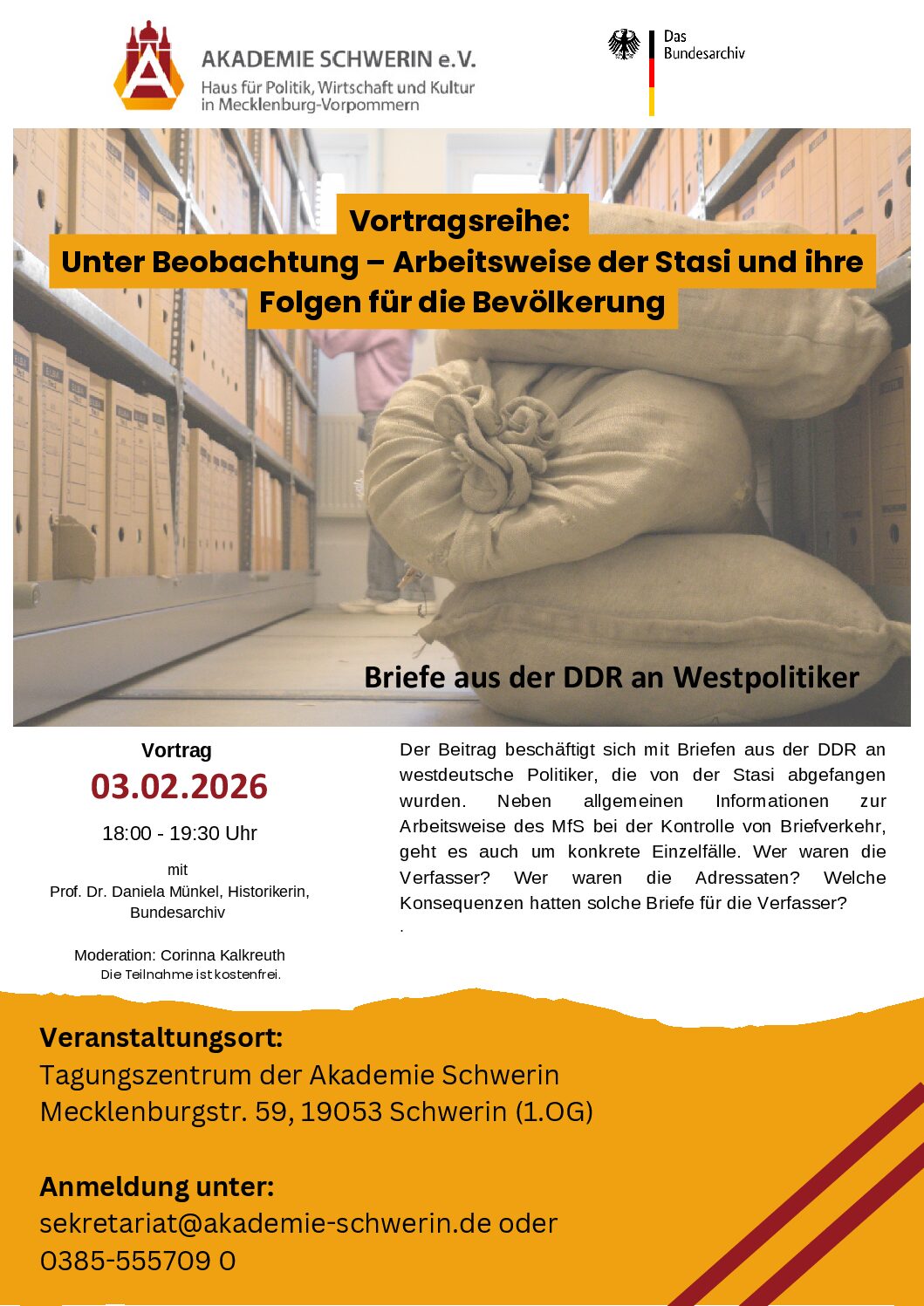 Unter Beobachtung - Arbeitsweise der Stasi und ihre Folgen für die Bevölkerung (Veranstaltungsreihe)